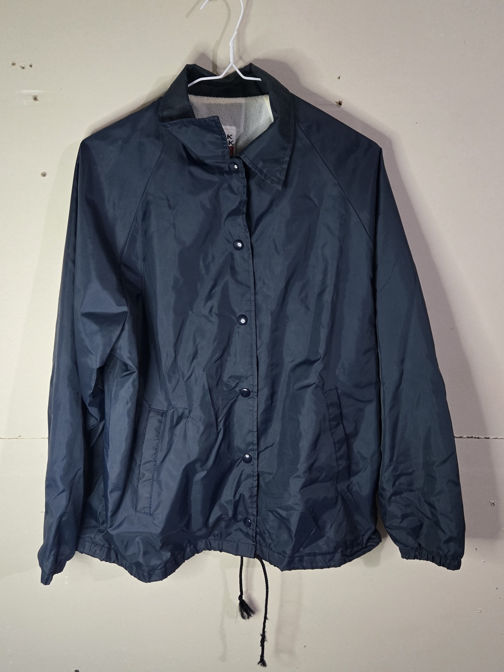 Vtg Rock Creek Navy Blue Nylon Coach Jacket Lined Windbreaker Snap Button Mens M